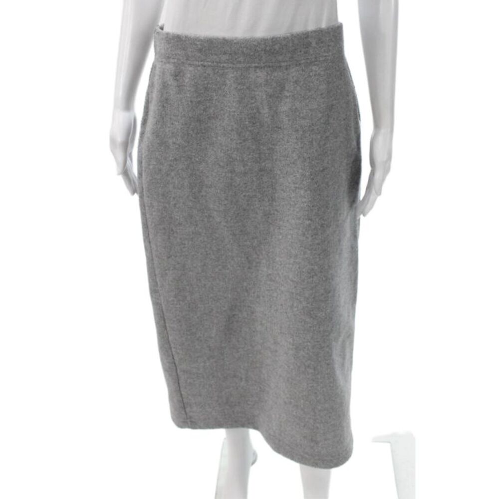 MNG Women Straight Pencil Skirt Long Gray Fleece Pull On Size M